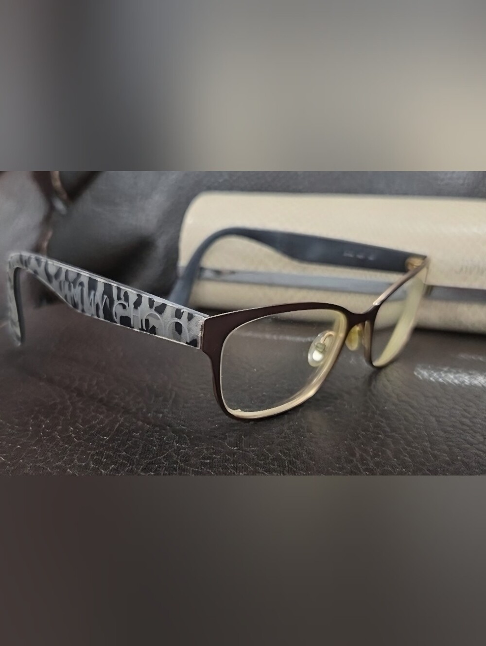 Jimmy Choo Womens Eyeglasses in Black Gray Brown Leopard Print With Case EUC